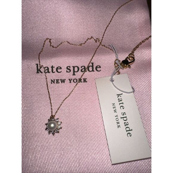 Kate Spade Sunny Halo Gold Pearl Pendant Necklace NWT Dust Bag - Picture 4 of 6